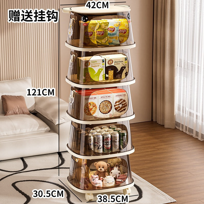 Household multifunctional trolley Children's snacks Shelf with wheels Movable creative multi-layer storage box Locker
