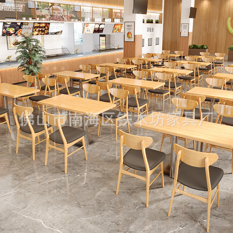 Company school canteen dining table and chair combination staff and students 4 people 6 people dining room tables and chairs commercial fast food tables and chairs