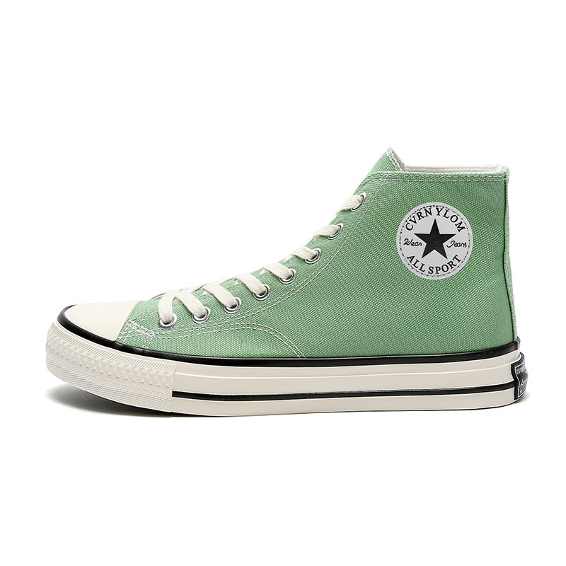 Dropshipping special: 1970s canvas high-top sneakers for men - glossy, retro korean style, versatile student shoes, trendy footwear for men