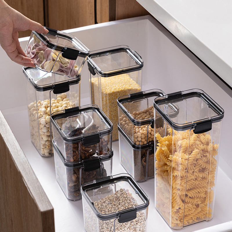 Kitchen snap-seal jars, household food-grade storage containers, transparent medicinal herb plastic airtight boxes, spice storage boxes