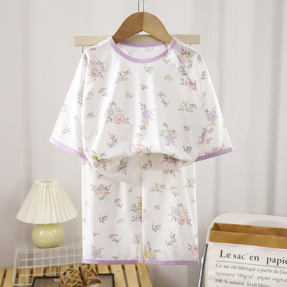 Comfortable tianzhu cottonkids home clothes suitsummernew arrivalboys pajamasgirls air conditioning clothes baby summer style children