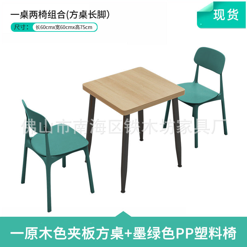 Canteen dining table and chairs Solid wood staff factory Student dining room School dining hall Four-person conjoined combination splicing