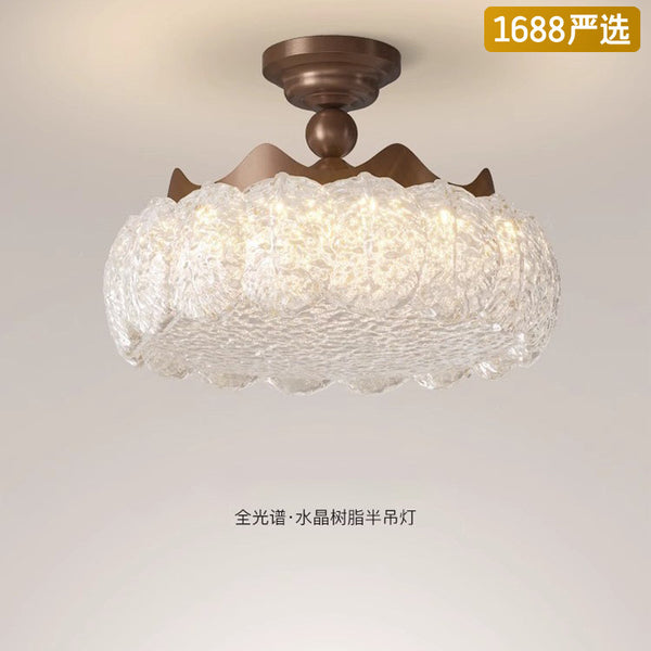 [Strict selection] Medieval style crystal resin simple light luxury full spectrum eye protection lamp atmospheric high-end ceiling lamp semi-hanging