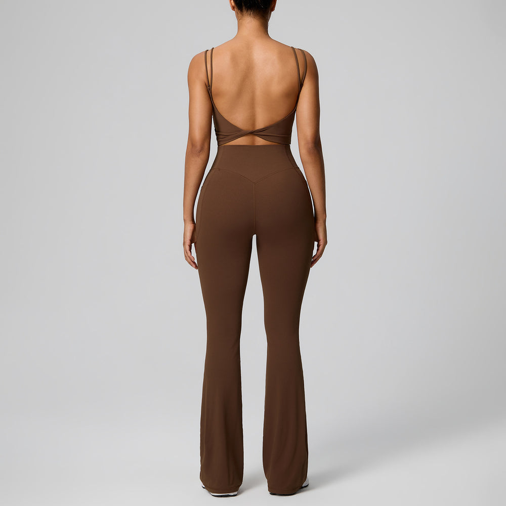 new women's activewear set: quick-dry running workout two-piece, pilates wide-leg yoga outfit