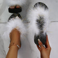 2024 european and american export ostrich feather slippers women's summer outdoor real fur flip-flops fur slippers large size slippers