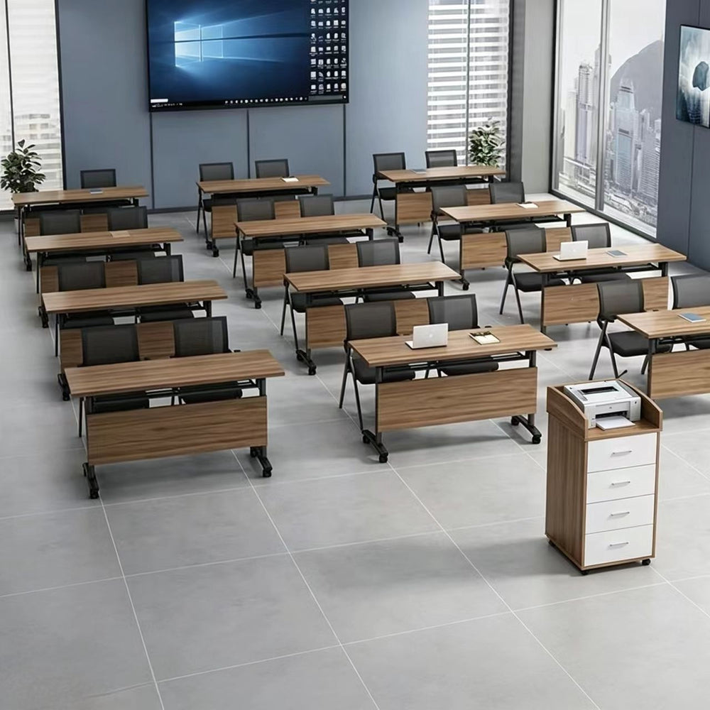 Foldable training table bench table - direct from the manufacturer - table sets, conference tables, side-flip tables, multi-functional mobile tables - wood finish
