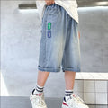 Boys' denim shorts - summer  new collection: stylish, lightweight, and trendy tencel mid-length shorts for kids