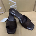 Za2025winter high-heeled shoes bag heel sandals women's small fragrant thick heel fairy casual sandals export low heel sandals