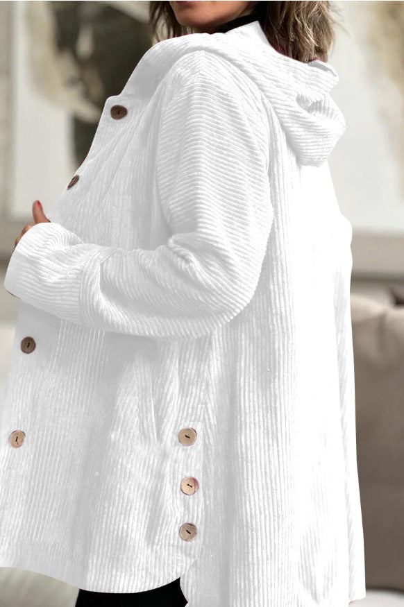cross-border fashion women's autumn/winter new arrivals: -style hooded, loose-fit corduroy casual jacket for women