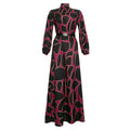 Wholesale  african plus size clothing animal texture floral print mature style cinched waist slimming women's long dress