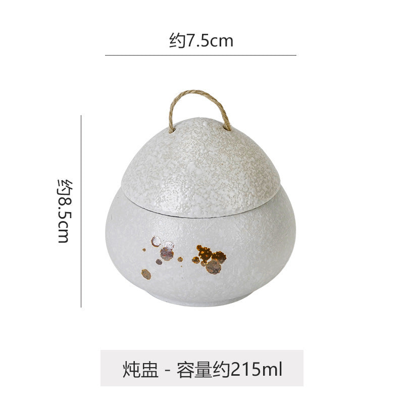 Japanese retro steamed egg cup, one-person soup cup, ceramic tableware, dessert bowl, bird's nest supplement, covered bowl, one-person stew cup