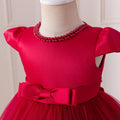 new product flying sleeves beaded first birthday dress embroidered bows fluffy trailing skirt flower children's clothing catwalk performance costume