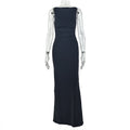 Fashion styleexportpure color women's clothing waist backless slimming look hip skirt elegant high collar sleeveless evening long dress