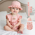 Baby romper, class a, summer lightweight,  new sweet style girl's bodysuit with hood and flutter sleeves