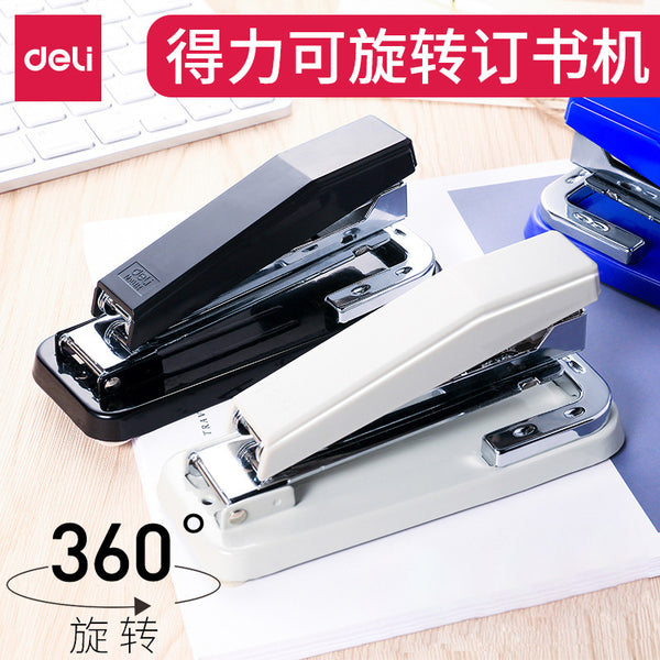 Deli Stationery 0414 Medium Seam Rotary Stapler 50 Pages Student Work Book Stapler Riding Stapler