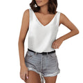 Ready-to-ship european and american style solid color satin tank top, v-neck casual camisole, sleeveless blouse, summer basic wholesale