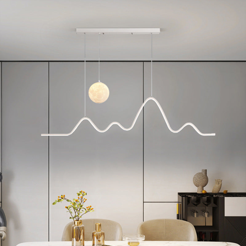 Eye protection restaurant chandelier light luxury dining room dining table bar lighting atmosphere modern simple moon lamp minimalist long meal