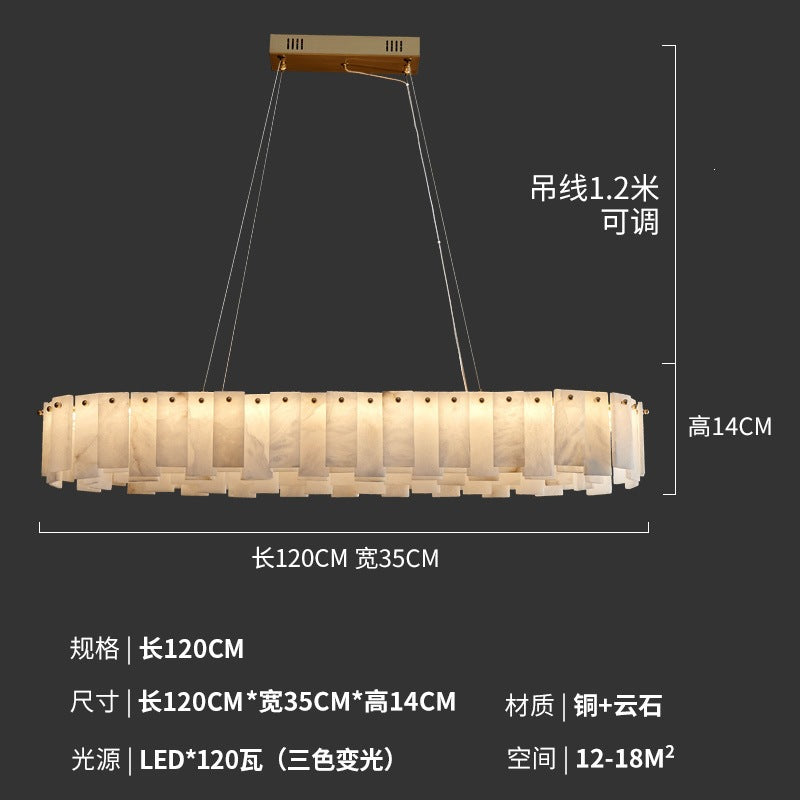 Modern minimalist spanish natural cloud marble translucent living room cross-border all-copper spanish cloud marble chandelier