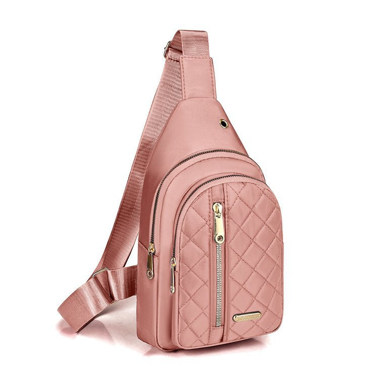 Foreign trade women's bag outdoor versatile fashion breast bag multi-layer embroidery thread Korean version shoulder bag portable travel commuter messenger bag