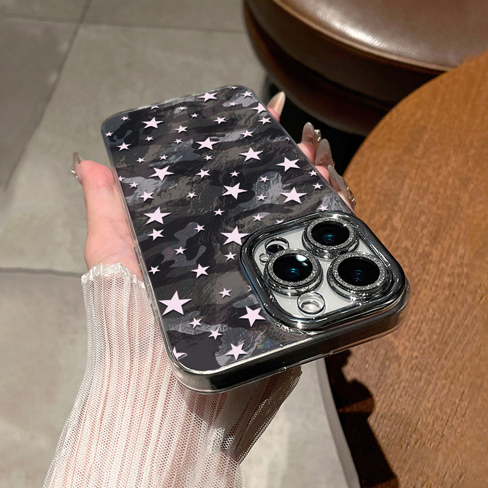 Full screen pink star hole vortex suitable for apple 17 mobile phone case iphone14promax glitter hard case 16