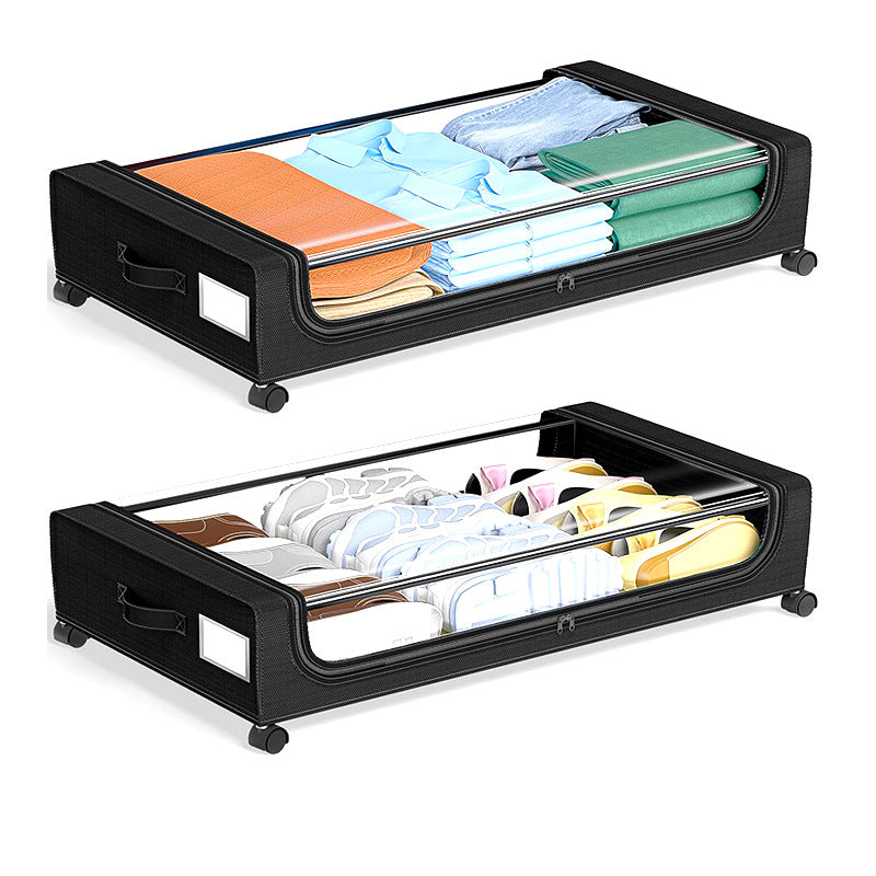 hot-selling under-bed storage box with wheels, household under-bed sorting clothes, books, fabrics, storage boxes wholesale