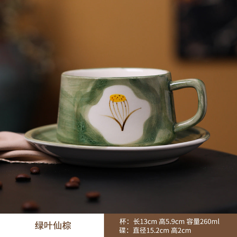 Nordic retro underglaze ceramic coffee cup exquisite afternoon tea milk gift cup and saucer set mug