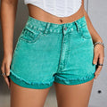 Pre-sale-65262# cross-border women's fashion european and american fashion high waist loose slimming look raw edge jeans shorts