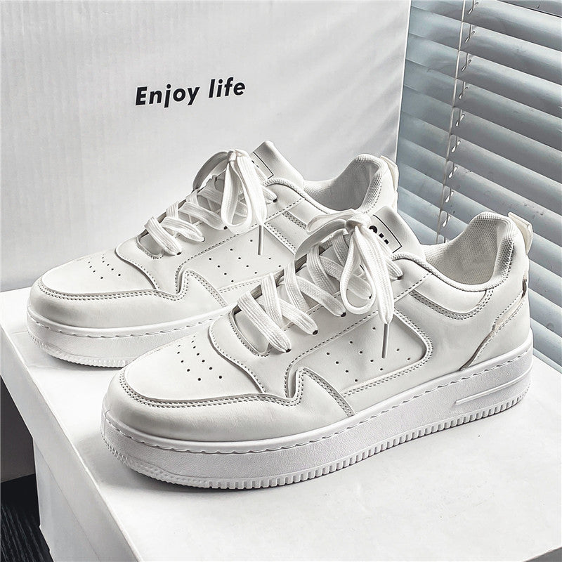 Men's spring white sneakers 2026: breathable, trendy korean style chunky sole sneakers - versatile student athletic casual shoes