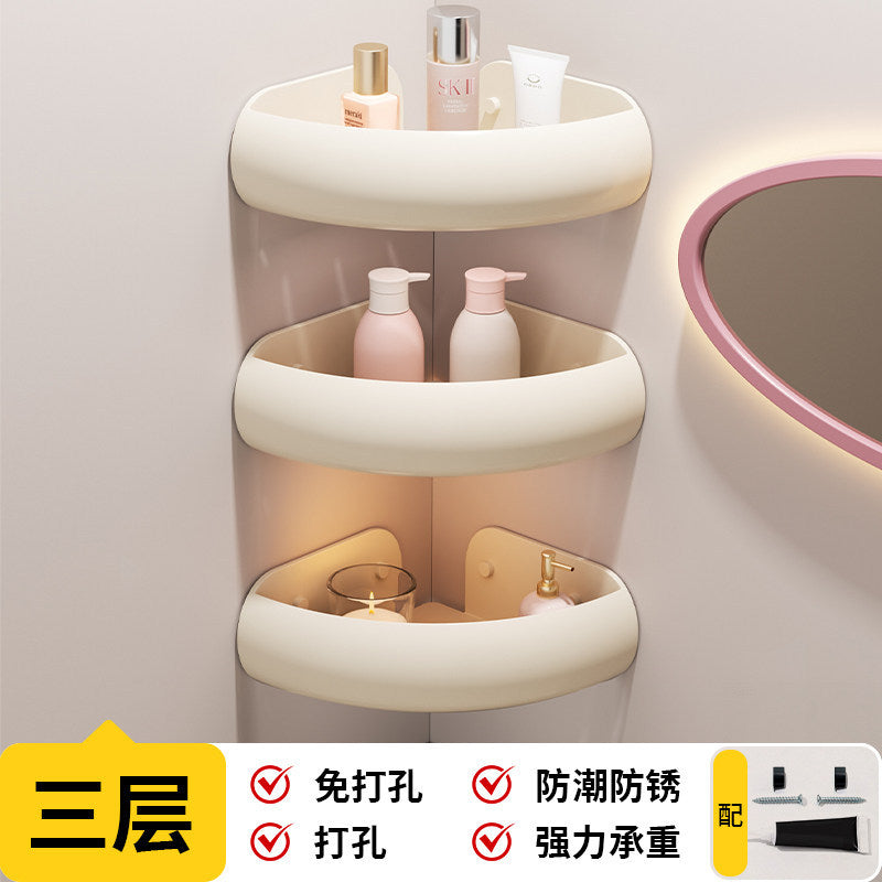 High-style bathroom storage rack, no-drill installation, bathroom triangle basket, toilet vanity wall-mounted organizer, corner shelf