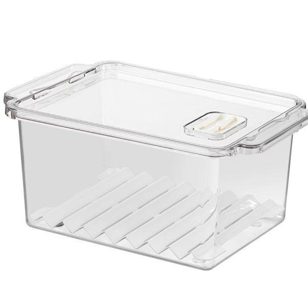 Food grade refrigerator storage box, fruit and vegetable frozen storage box with lid, transparent sealed fresh-keeping box cross-border