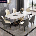 Italian-style sintered stone dining table and chairs set - modern luxury rectangular dining table for small spaces