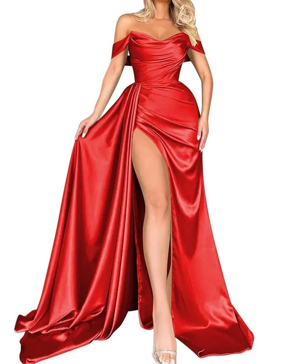 direct sales cross-border trade banquet high-slit sexy host one-shoulder slimming party evening dress
