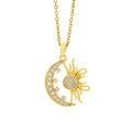 European and american new arrival ethnic style micro-embedded zircon titanium steel sun necklace for women, non-fading accessible luxuryniche style clavicle chain jewelry