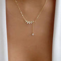 Wholesale alloy pendants - european & american cross-border jewelry - high-end wheat ear tassel adjustable necklace - women's leaf clavicle chain
