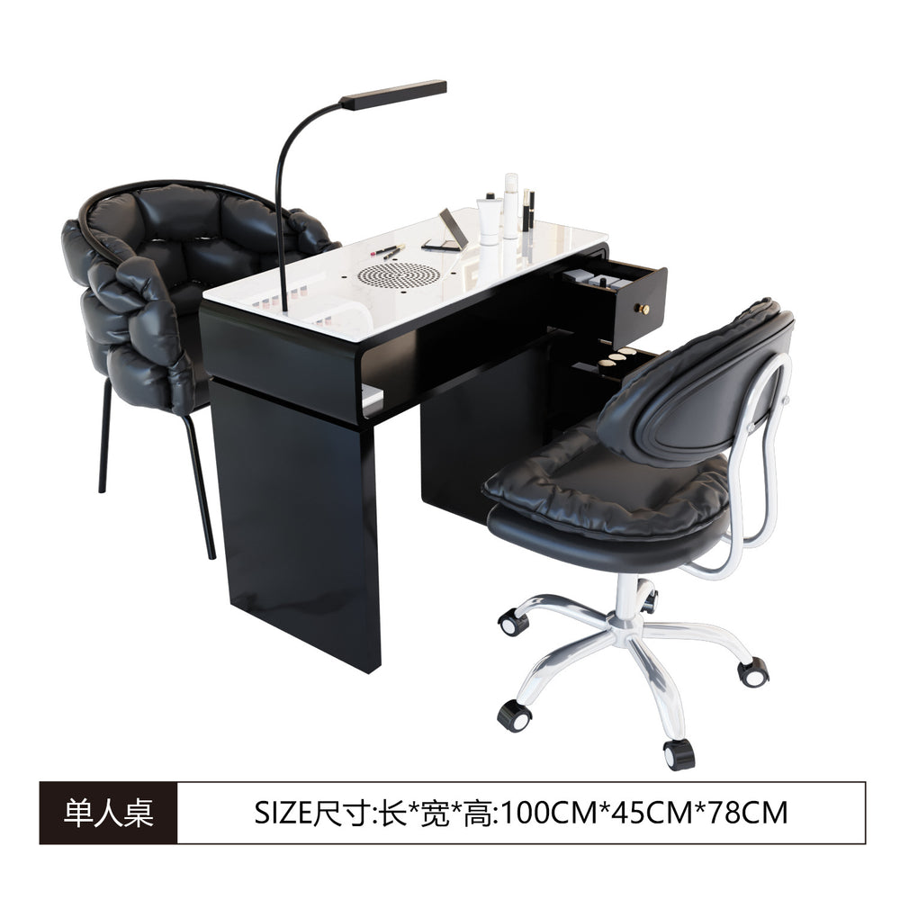New arrival marble widened 45 porcelain surface manicure table and chair suit economical single and double multi-functional odor-free carbon steel paint
