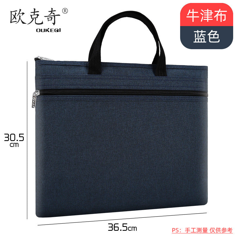 Large capacity waterproof satchel document bag zipper conference bag double layer document bag storage bag document bag customized logo