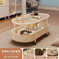 Creamy style lightweight movable side table small apartment living room coffee table sofa side table with wheels minimalist storage trolley