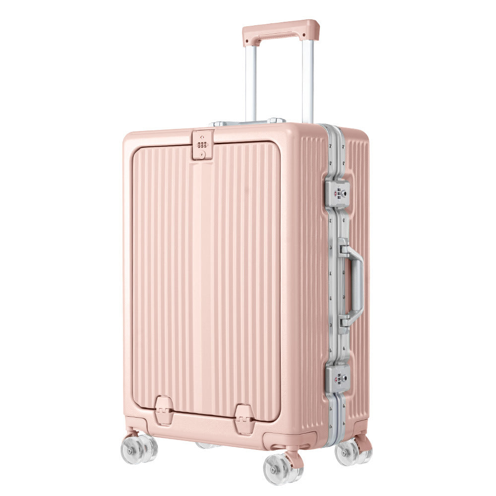 One-click front open aluminum frame 20-inch boarding case, ice skating wheel suitcase, customs lock suitcase 24-inch anti-drop trolley case