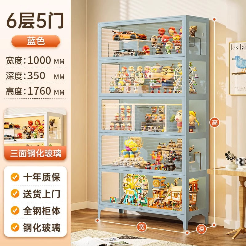 Glass display cabinet for figures, lego, home blind box models, display rack, storage, transparent display cabinet, dustproof storage