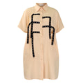 D3334export women's clothing  women's short-sleeved fashion loose lapel shirt mid-length shirt cross-border dress