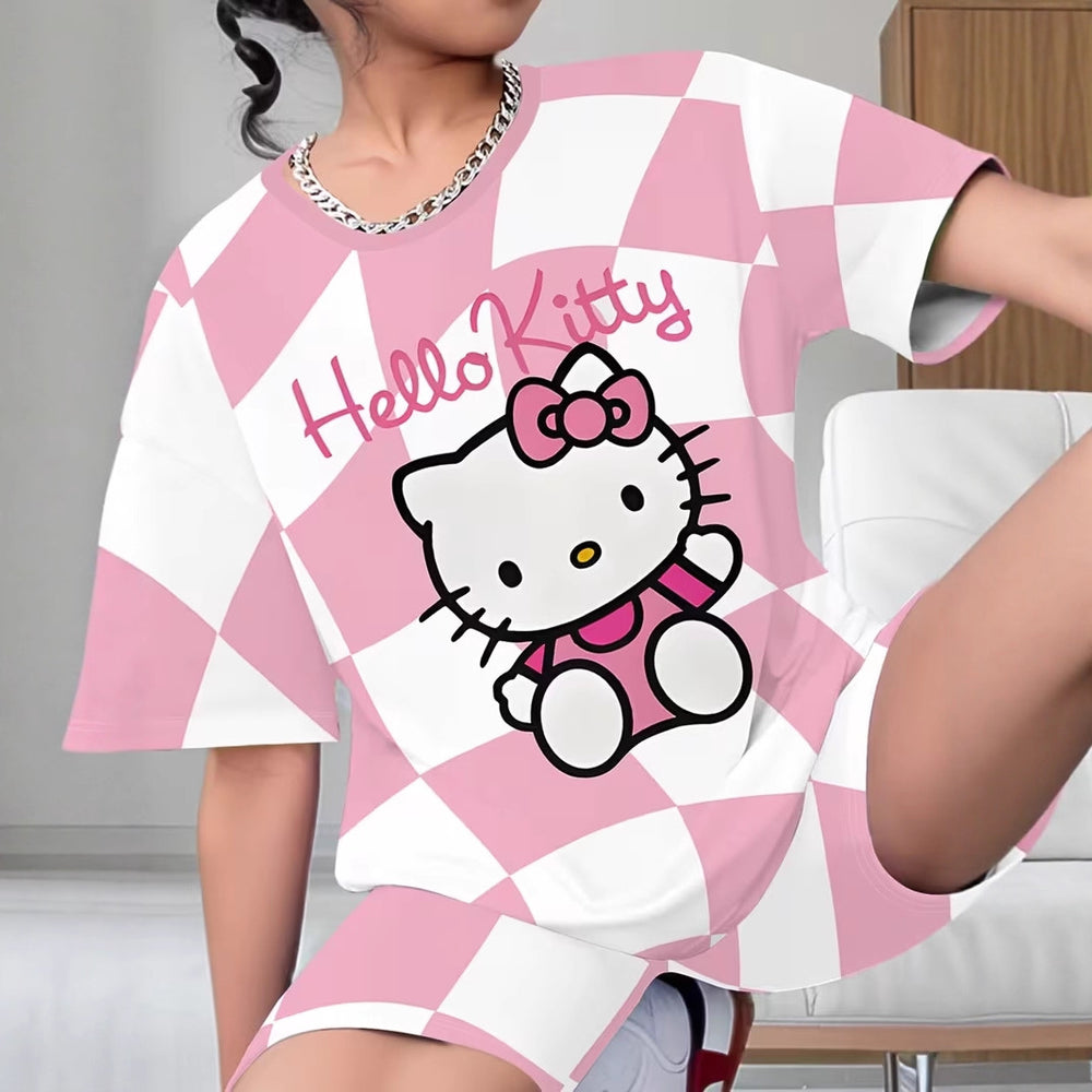 wholesale girls' short-sleeve and shorts sets, fashionable spring, summer, and autumn outfits for girls
