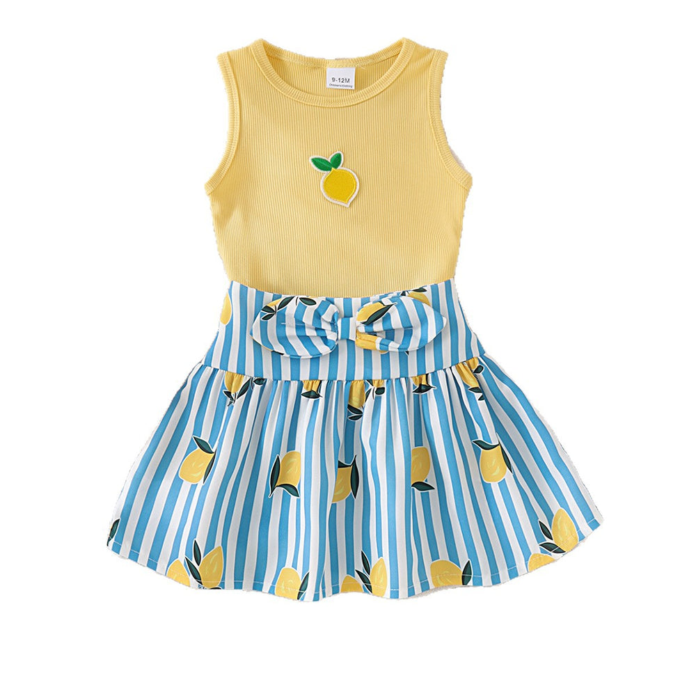 Baby clothing kids set children outfit yellow vest skirt two-piece set children's clothing
