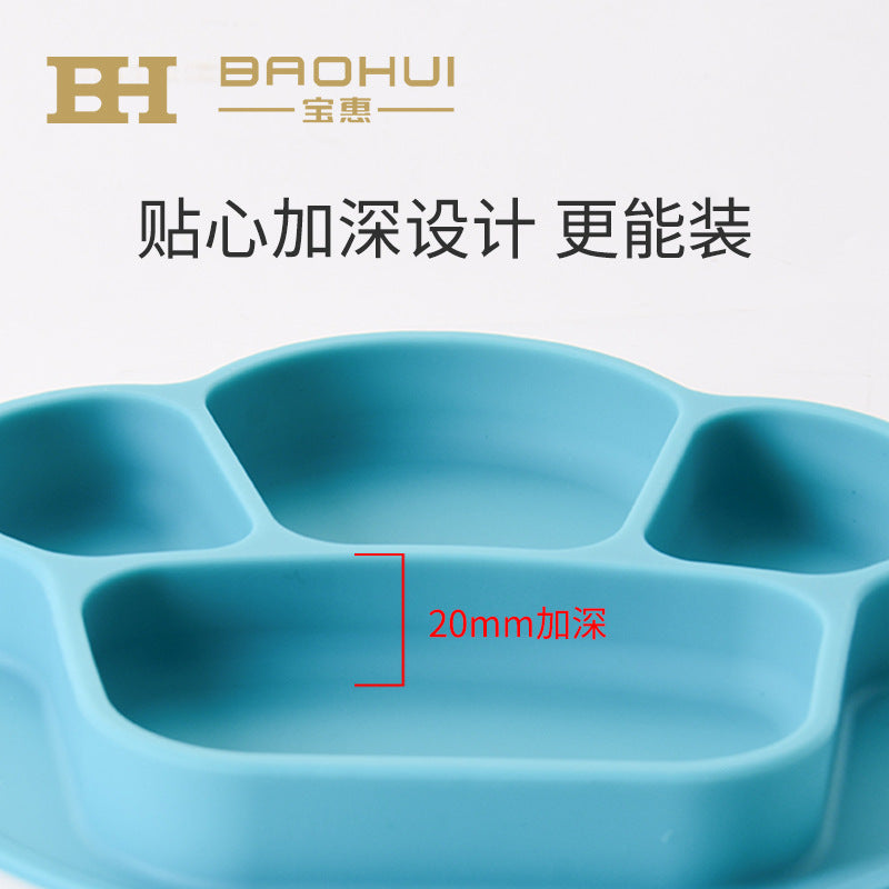 Baby plate & utensil set - suction cup divided bowl with spoons - anti-drop feeding set for infants and toddlers - weaning and training bowl