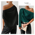 Export oblique shoulder t-shirt sexy off-shoulder loose off-shoulder elegant women's clothing  cross-border fashion oblique collar tops