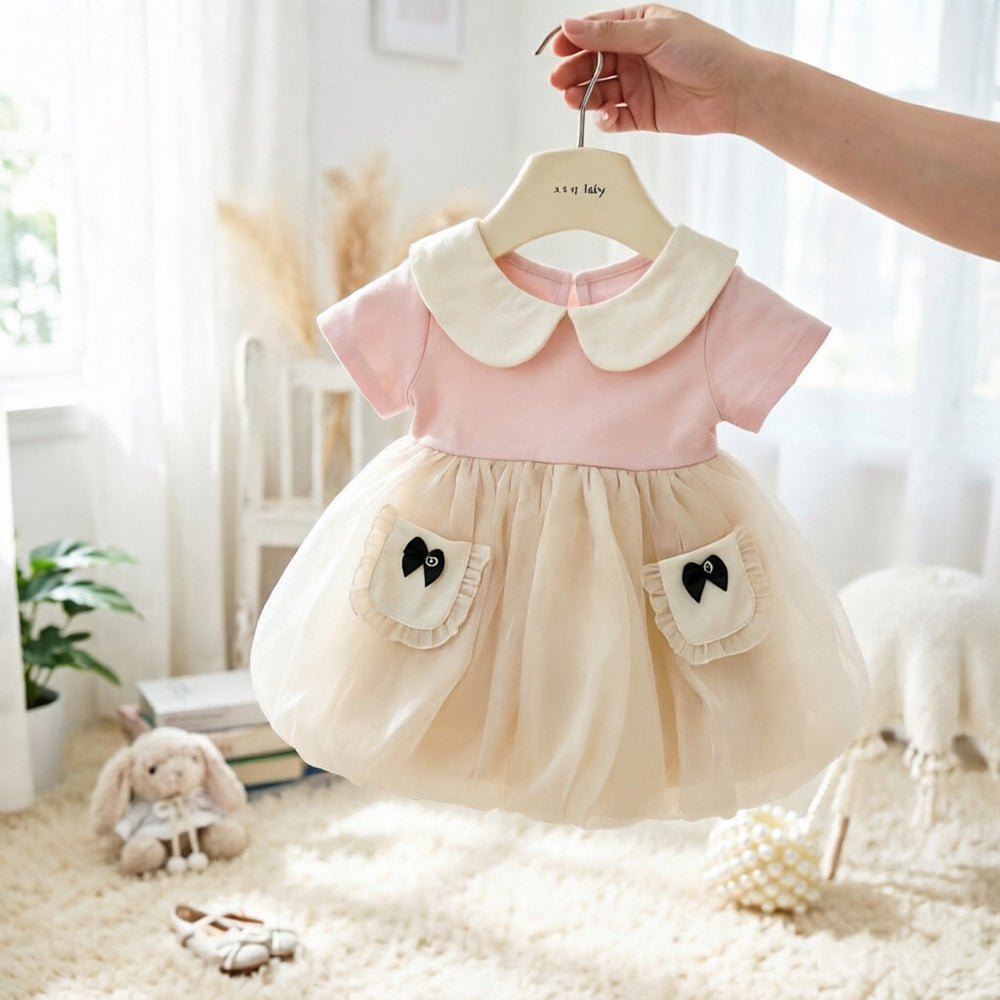 Girls' summer sweet short-sleeve peter pan collar dress -  summer collection - princess style - super cute tulip dress for little girls