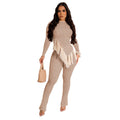 cross-border fashion: new autumn solid color long sleeve tassel hem pants two-piece set for  (us & europe)
