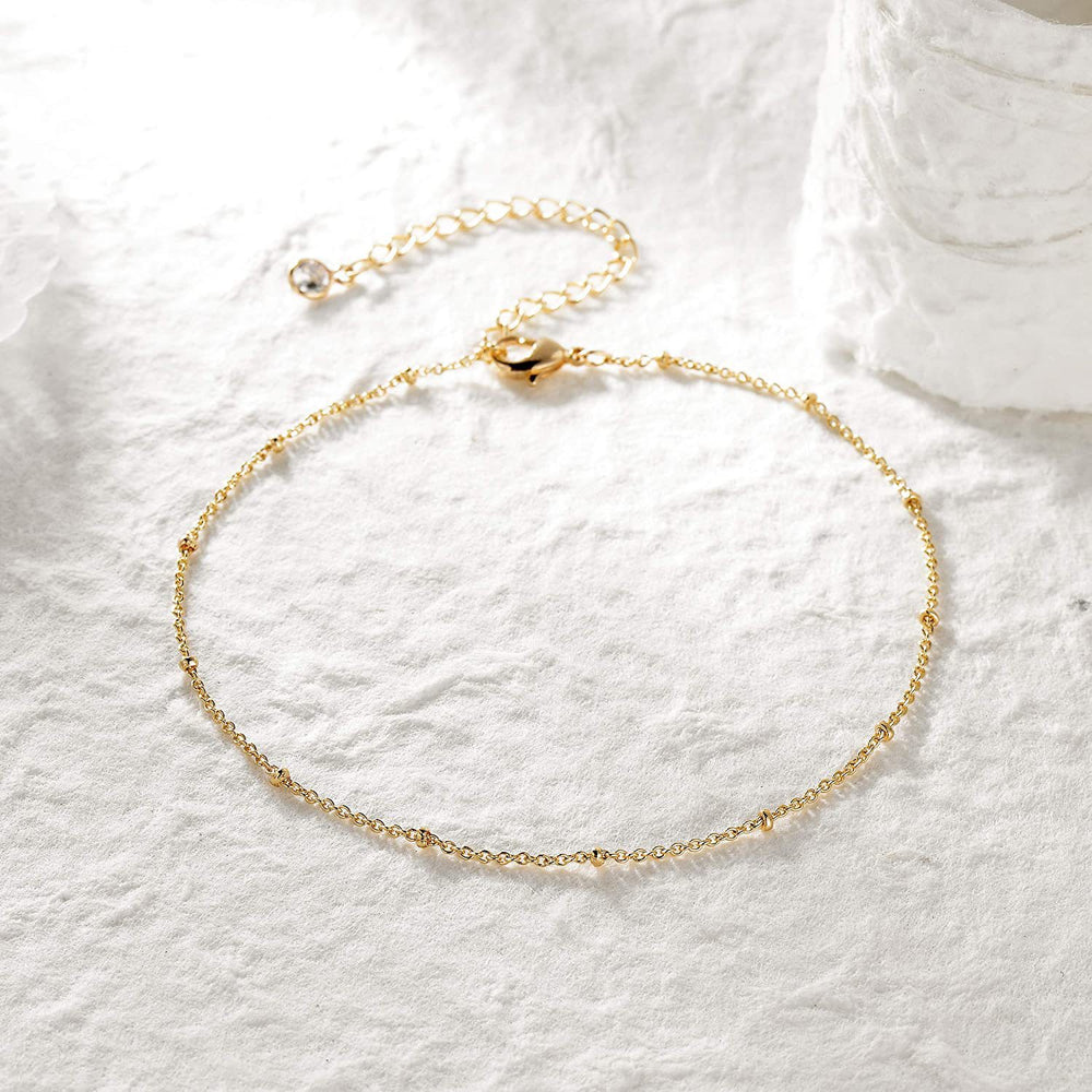 Amazon fashion minimalist layered anklet cute beaded chain summer anklet bohemian beach anklet seaside