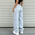 Fashionjeans women's low-waisted wide-leg washed american retro hot girl loosestraight-legmop denim pants