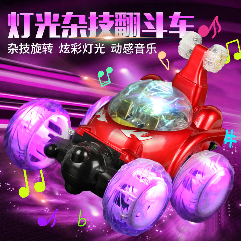 Amazon hot-selling remote control tumbling stunt car - rechargeable electric rc car with music and lights - kids' racing car model