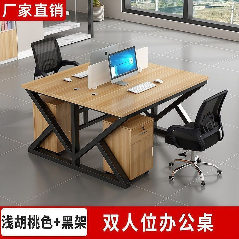 Modern and simple office desk and chair set, complete computer desk for training, minimalist workstation for 2/4/6 people, executive desk